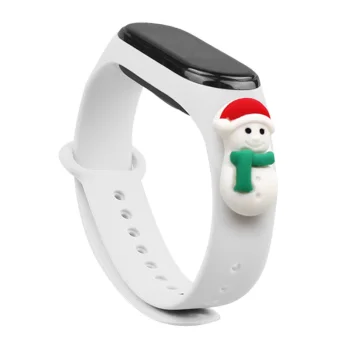 Christmas Silicone Strap for Xiaomi Mi Band 3 / 4 Snowman White