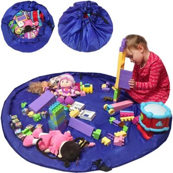 Kruzzel grozs rotaļlietām un mantām ar iebūvētu paklāju 150 cm, Zils l Basket for toys with a built-in rug