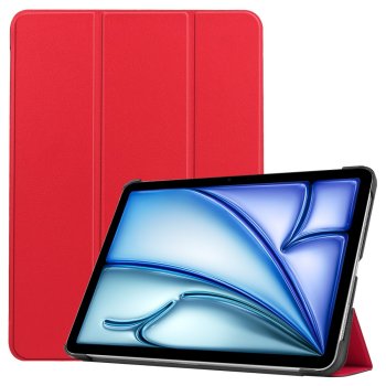 Apple iPad Air 11'' (2024) (A2899 A2902) PU Leather Protective Tri-fold Book Case Cover, Red
