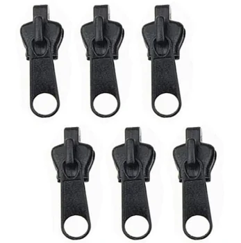 Universal Zipper Repair Kit with 6 Replacement Sliders, Black