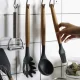 Ruhhy 12-Piece Silicone Kitchen Utensil Set with Holder, Black/Beige