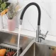 Kitchen Faucet with Flexible Spout, 8×56 cm, Black/Silver