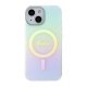 Apple iPhone 15 6.1\'\' Guess IML Iridescent MagSafe Case Cover (GUHMP15SHITSQ), Turquoise | Чехол Кейс...