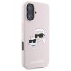 Karl Lagerfeld Silicone Nauble Heads Print MagSafe Case for iPhone 16, Pink