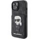 Karl Lagerfeld iPhone 15 Case Saffiano Monogram Ikonik Patch, Black