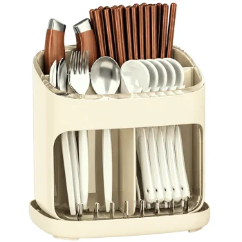 Cutlery Drainer and Kitchen Organizer, Beige