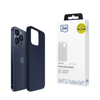 3mk Silicone Case for iPhone 15 Pro Max, Navy Blue