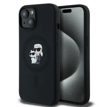 Karl Lagerfeld Silicone Karl & Choupette MagSafe Case for iPhone 15 Plus / 14 Plus, Black