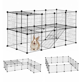 Petsi Modular Playpen for Rodents, 35 Panels, Black