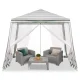 Garden Gazebo / Party Tent with Mosquito Net 3x3 m, White/Green