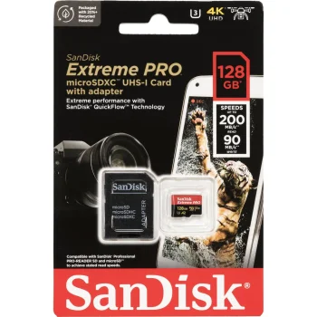 SanDisk Extreme Pro microSDXC 128GB Memory Card UHS-I U3 V30 A2
