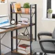 Wooden computer desk with metal shelf, loft style, brown/black