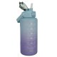 2L Motivational Water Bottle with Time Marker & Straw Trizand 24496, Purple Blue