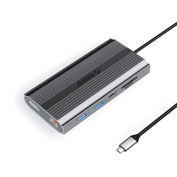 Orico XDR 12in1 USB-C Docking Station 2x HDMI DP 4K 60Hz RJ45 PD 100W Card Reader - Gray