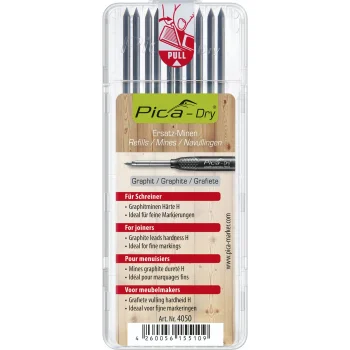 Pica DRY 4050 Carpenter Refill Leads, H, 2.8 mm, 10 pcs, Grey