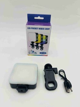Mini RGB LED Light for Photo & Video, 3000K-6500K, 5.5W, with Clip & 1/4" Thread, Black