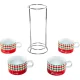 Bialetti Tricolore Cappuccino Cup Set with Stand, 4 Pieces