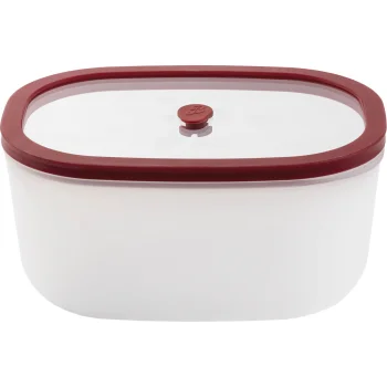 Berkel Icon Glass Vacuum Container 1.4L, White and Red