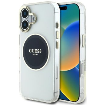 Guess IML Metal Colored Circle MagSafe Case for iPhone 16 Black