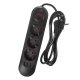 Maclean MCE394 B Power Strip, 3 Outlets + 3xUSB, 1.5m, 2500W, Black