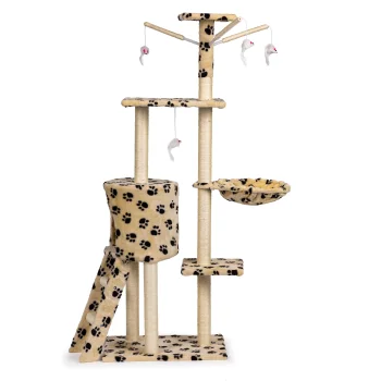 Cat tree with house and bed 138 cm, 5 levels, Petsi, beige