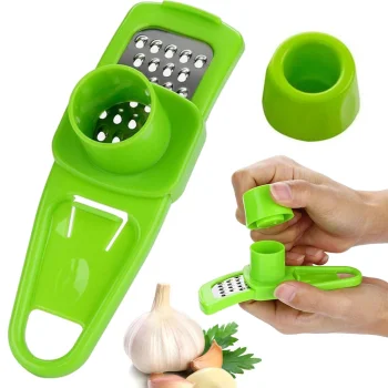 Compact Garlic and Nut Grater with Holder (Stainless Steel, 13.5 cm)