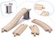 Wooden railway, car track + 70 pcs