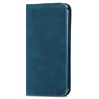 Google Pixel 6a Vintage Leather Skin-Touch Magnetic Case Book Cover, Blue