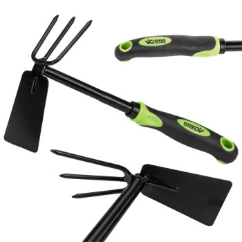 2-in-1 Hand Garden Hoe and Cultivator Rake DIVODV, Black-Green