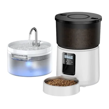 ROJECO Button 3L Pet Food Dispenser with 2L Water Dispenser