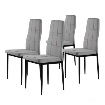 Dining Chairs Set of 4 Upholstered Quilted Kitchen Chairs for Living Room, Grey