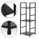 Modernhome CWJ302480L BLACK Wooden Shelf with Metal Frame, 3 Shelves, Black