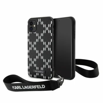Karl Lagerfeld iPhone 11 / XR Case Monogram Losange Saffiano, Black
