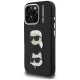 Karl Lagerfeld FW Grained Karl & Choupette Heads Pins Case for iPhone 16 Pro Max, Black