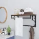 Leobert Wall Shelf with Hangers Loft, Wood/Metal, Brown/Black