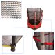 Garden trampoline for children with safety net, 165x160cm, Red