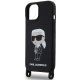 Чехол Karl Lagerfeld для iPhone 15 Crossbody Silicone Ikonik, черный
