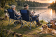 Folding Fishing and Camping Chair with Armrests and Cup Holder, Navy Blue