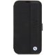 Apple iPhone 14 Pro Max 6.7\'\' BMW Leather Textured & Stripe Book Case Cover (BMBKP14X22RDPK), Black
