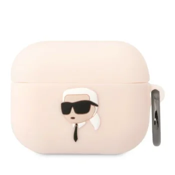 Karl Lagerfeld KLAPRUNIKP Silicone Karl Head 3D AirPods Pro Case, Pink