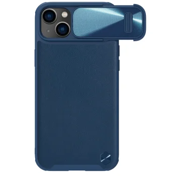 Nillkin CamShield Leather S Case for iPhone 14 Plus with Camera Cover, Blue