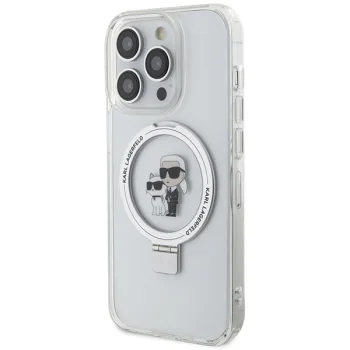 Karl Lagerfeld iPhone 13 Pro Max Case Ring Stand Karl & Choupette MagSafe, White