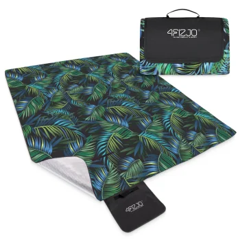 4FIZJO Insulated Picnic and Beach Blanket 200 x 200 cm Palm Leaves