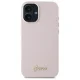 Guess iPhone 16 Plus Case Silicone Script Metal Logo & Frame, Pink