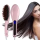 Electric Hair Straightener Brush with LCD Display, Pink