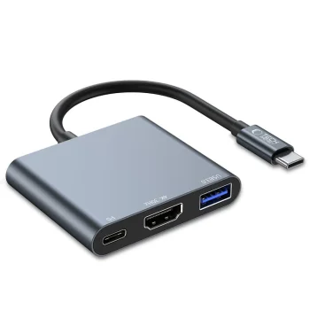 Tech-Protect V1 3in1 USB-C Hub HDMI 4K / USB-A 3.0 / PD 100W, Gray