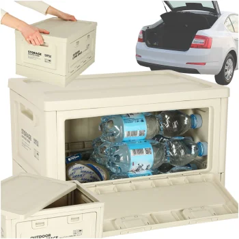 Collapsible Car Boot Organizer Box 25L, Light Grey