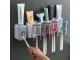 Wall-Mounted Bathroom Organizer with Toothbrush Holder and Dispenser, white