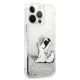 Karl Lagerfeld Liquid Glitter Choupette Fun Case for iPhone 13 Pro Max 6.7\" - Silver