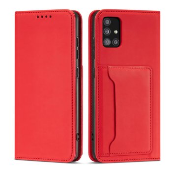 Samsung Galaxy A12 (SM-A125F/DSN) Magnet Card Pouch Wallet Book Case Cover, Red